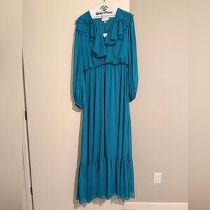NWT Ted Baker Teal Long Sleeve Dress Size 4 (Size 10)